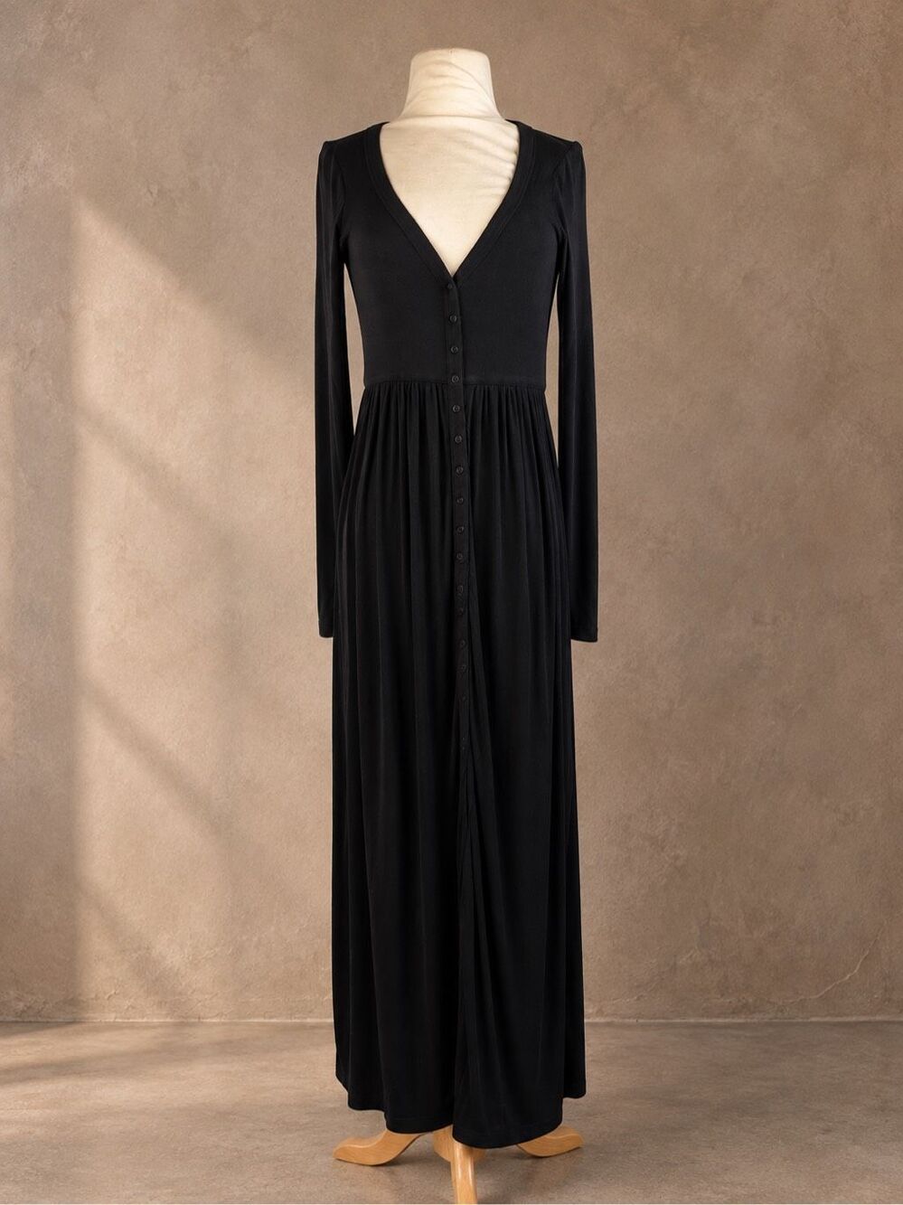 HATCH Size 1 S / M Softest Rib Nursing Maternity Dress Black Button Front Maxi